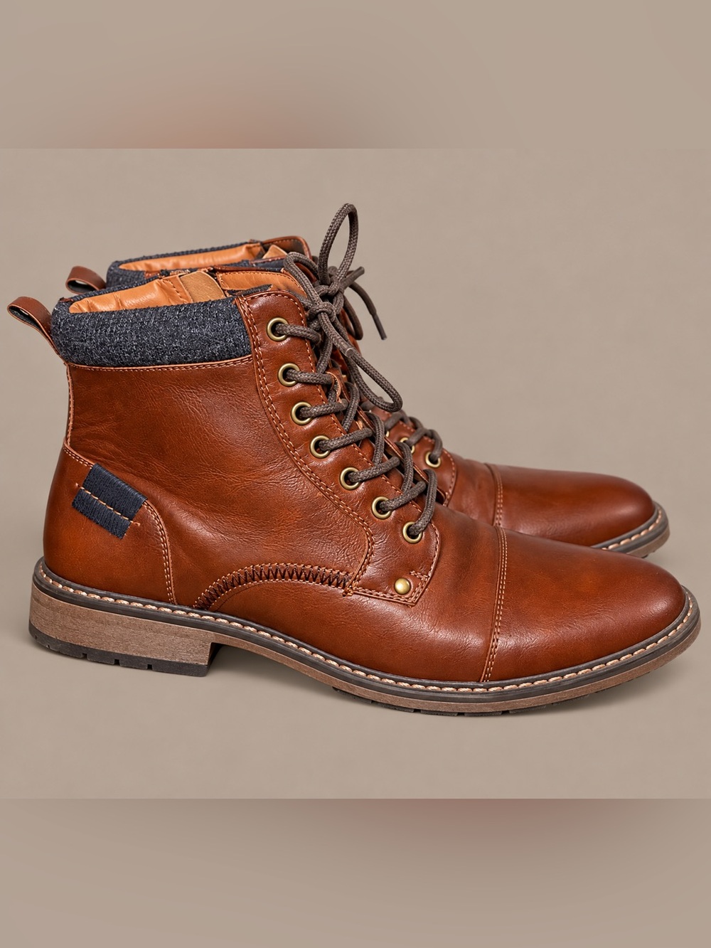 Madden M-Brady Men’s 8 Brown Cap Toe Lace Up Side Zip Ankle Boots